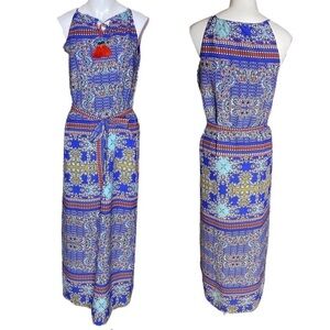 The Limited Dress Maxi Boho Blue Red Gold Size S